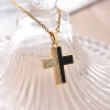 New cross-border copper-plated real gold cross pendant necklace from Europe and America, simple pendant, Southeast Asian trend, versatile, set with zircon details Picture